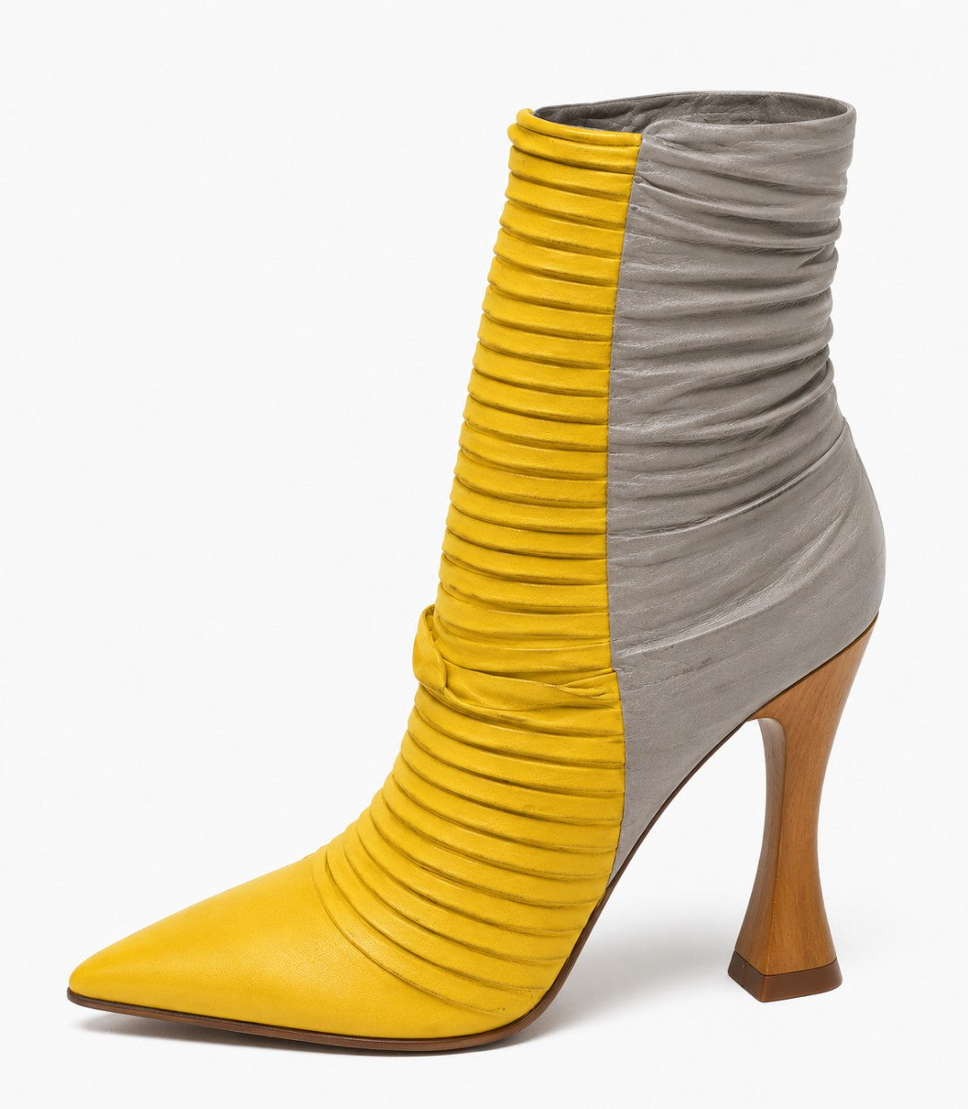 Mustard & Grey Leather Bootie Heel