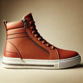 Cognac Leather High-Top Sneaker