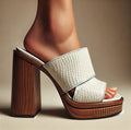 Cream Quilted Leather Mule Heel