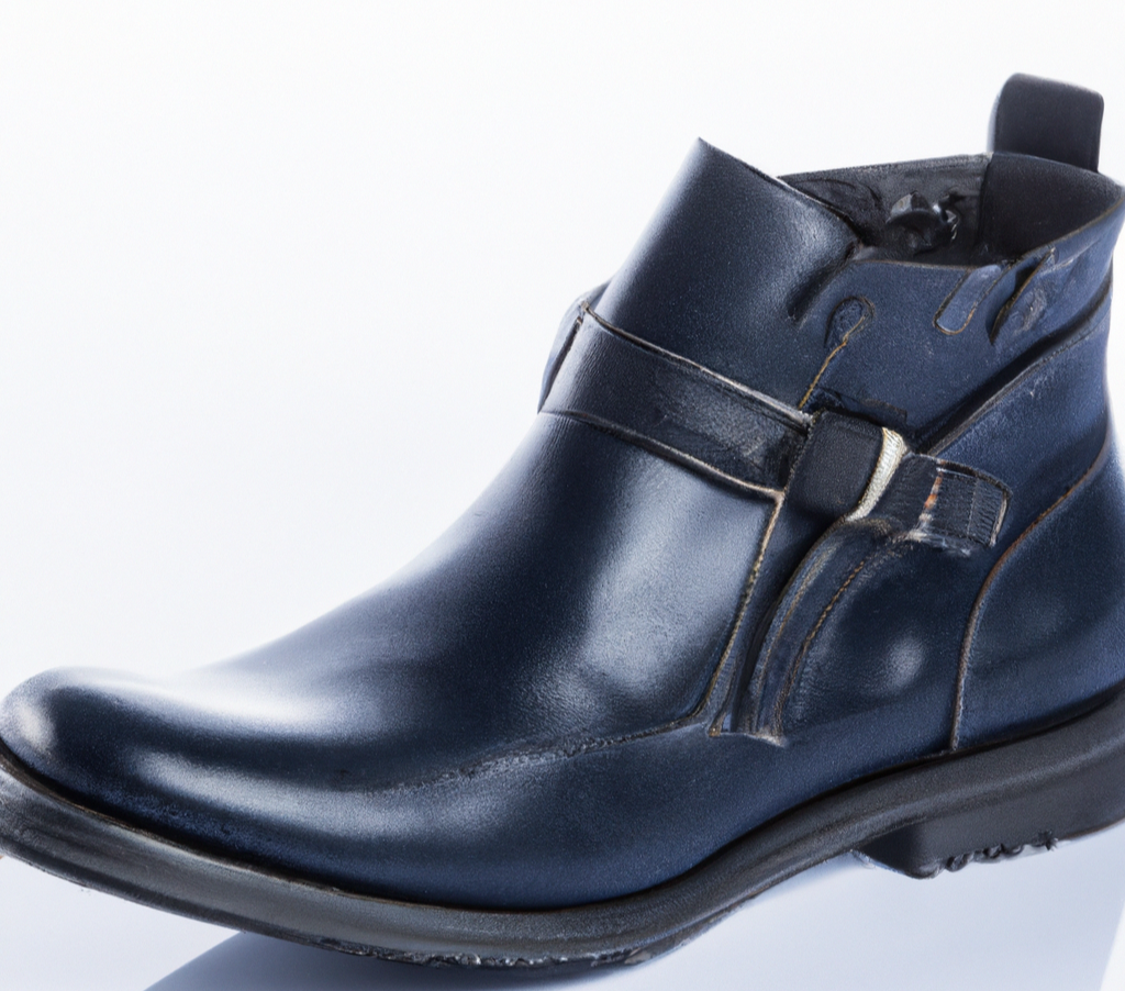 Navy Leather Buckle Boot