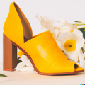 Canary Yellow Leather Sandal Heel